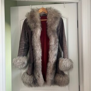 Lamb fur and genuine suede vintage jacket